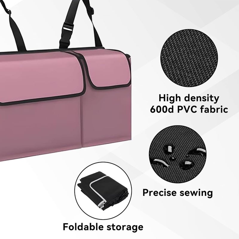 Tioollev Car Trunk Organizer, Backseat Hanging Large Storage with Adjustable Straps,Waterproof PVC Collapsible Cargo Bag, Car Interior Accessories for Auto SUV MPV (Pink) - Image 4